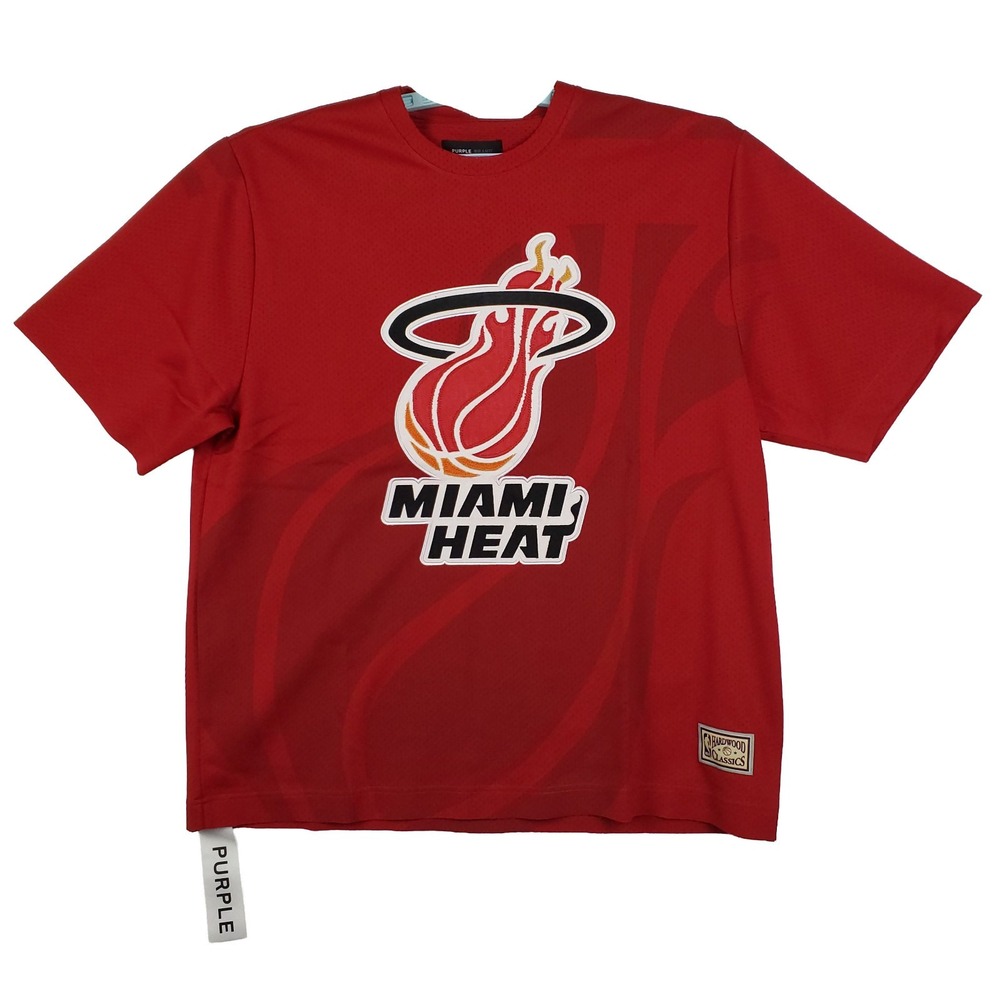 Purple Brand Miami Heat Mitchell & Ness‎ NBA Large Jersey Shirt Red NWT